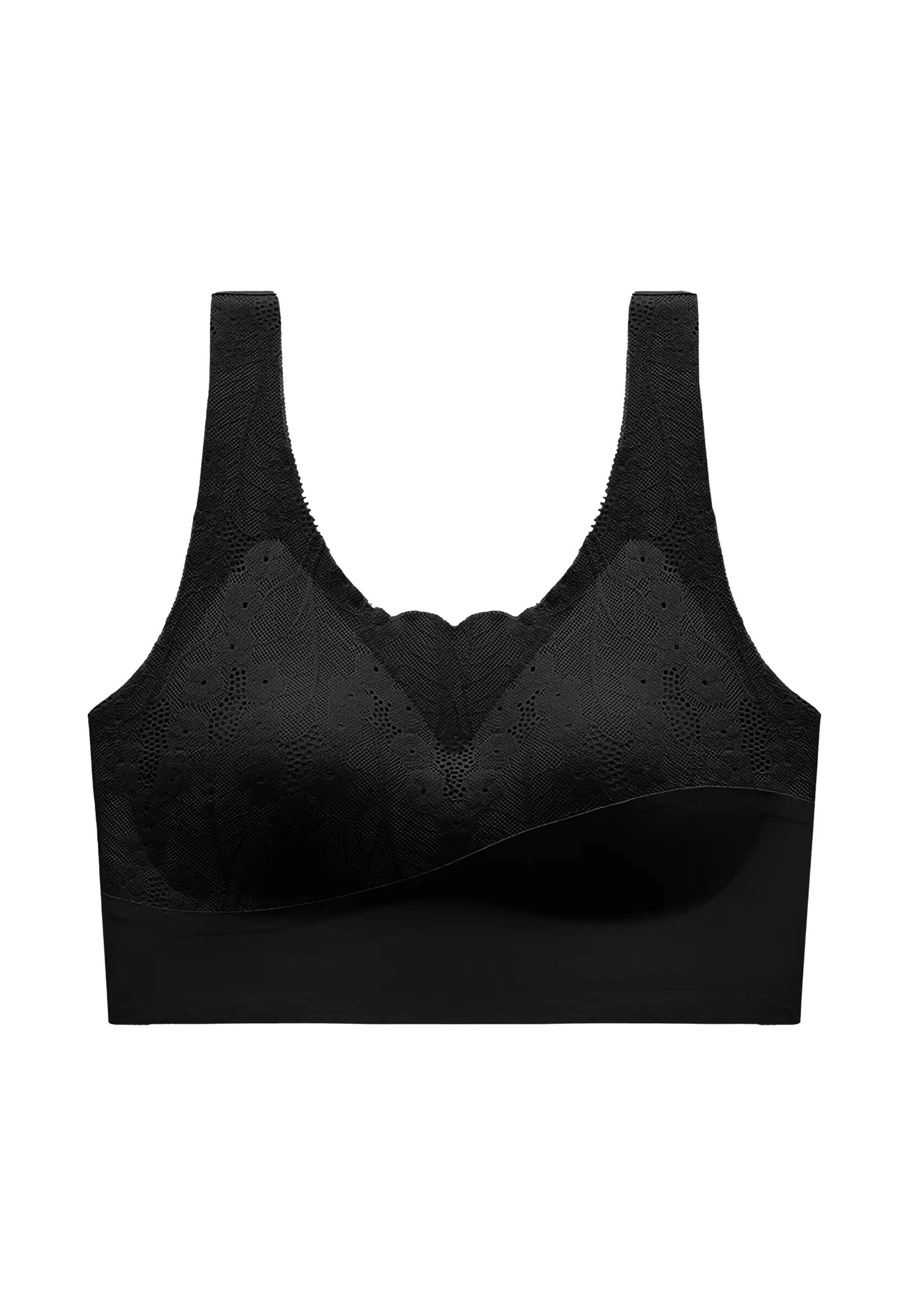 Wimiu BH Seamless Sport Bra Seamless Push Up Motif Separuh Bunga Brukat Bra BH Sport Wanita Bra Wanita Tanpa Kait Jahitan Busa Tipis 100228