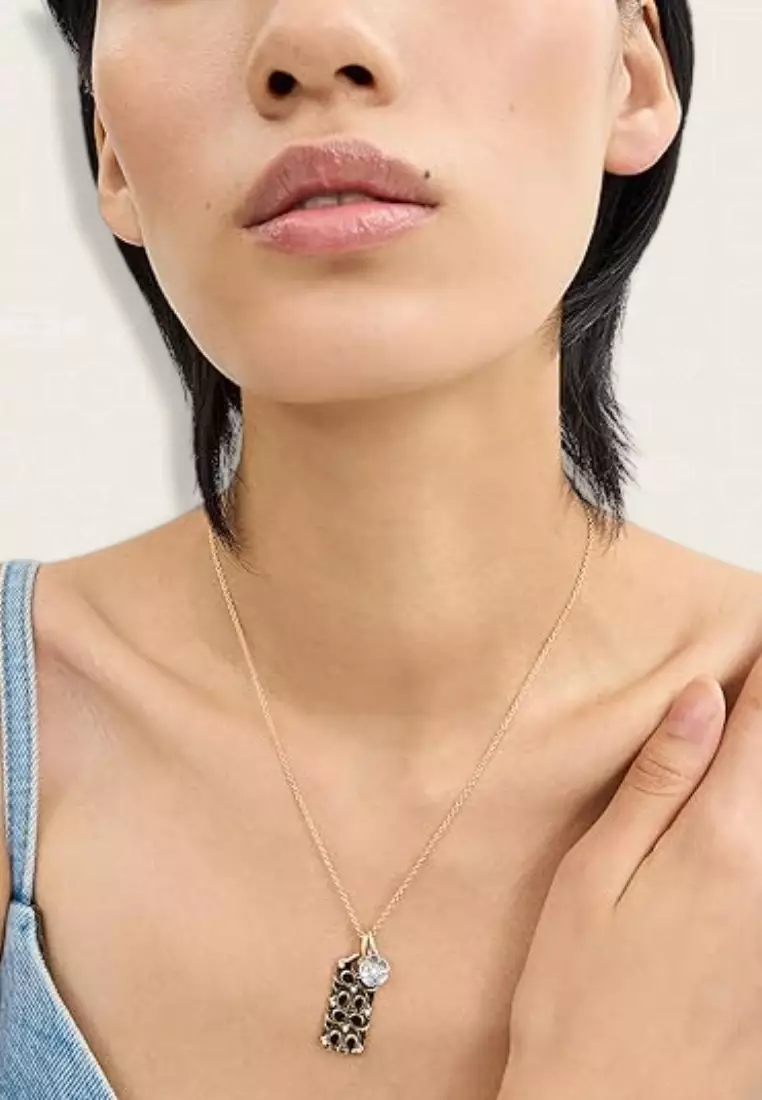 Coach Quilted C Tag Pendant Necklace