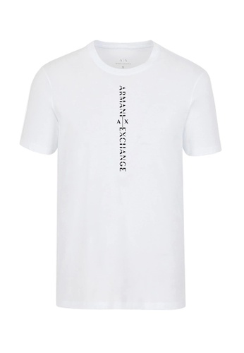 Armani Exchange white AX Armani Exchange Men Vertical Logo Print T Shirt A5B92AA9121E3EGS_1