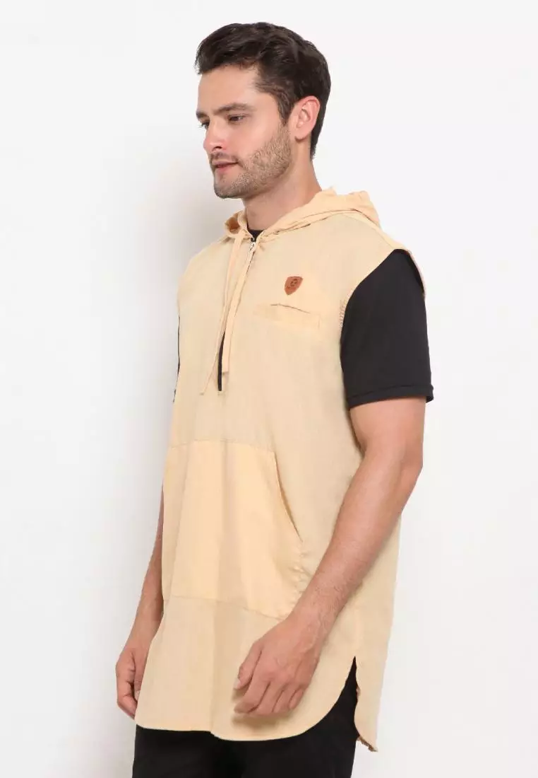 Zayidan Rompi Sholat Pocket Hoodie Muslim Pria - Kuning Gading