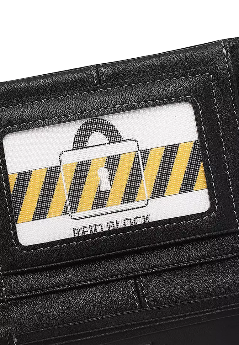 Genuine Leather RFID Short Wallet - Black