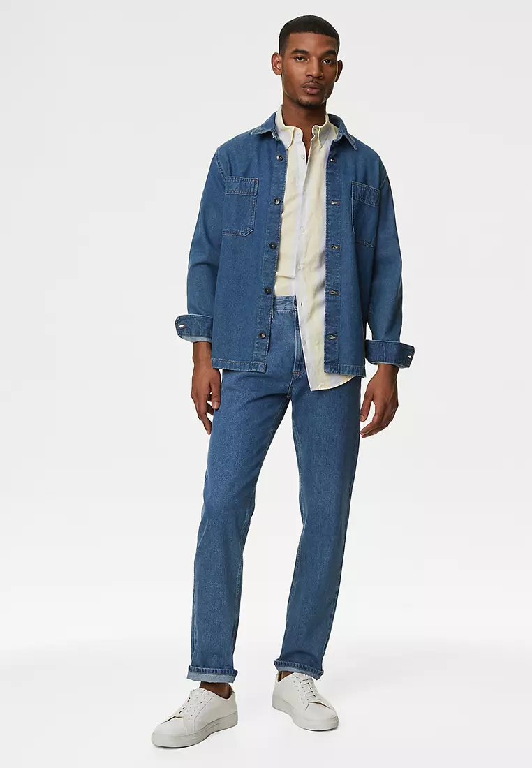 Easy Iron Cotton Linen Blend Striped Shirt