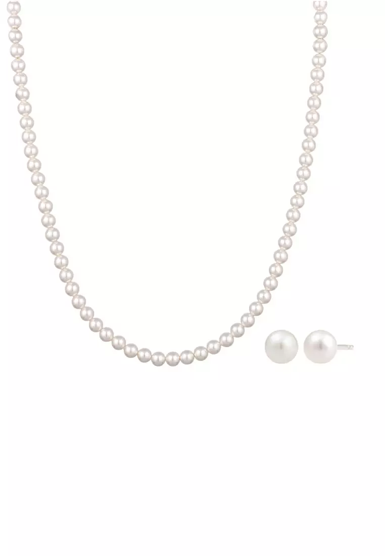 Set Perhiasan Perak 925 Wanita Stud Swarovski® Pearl
