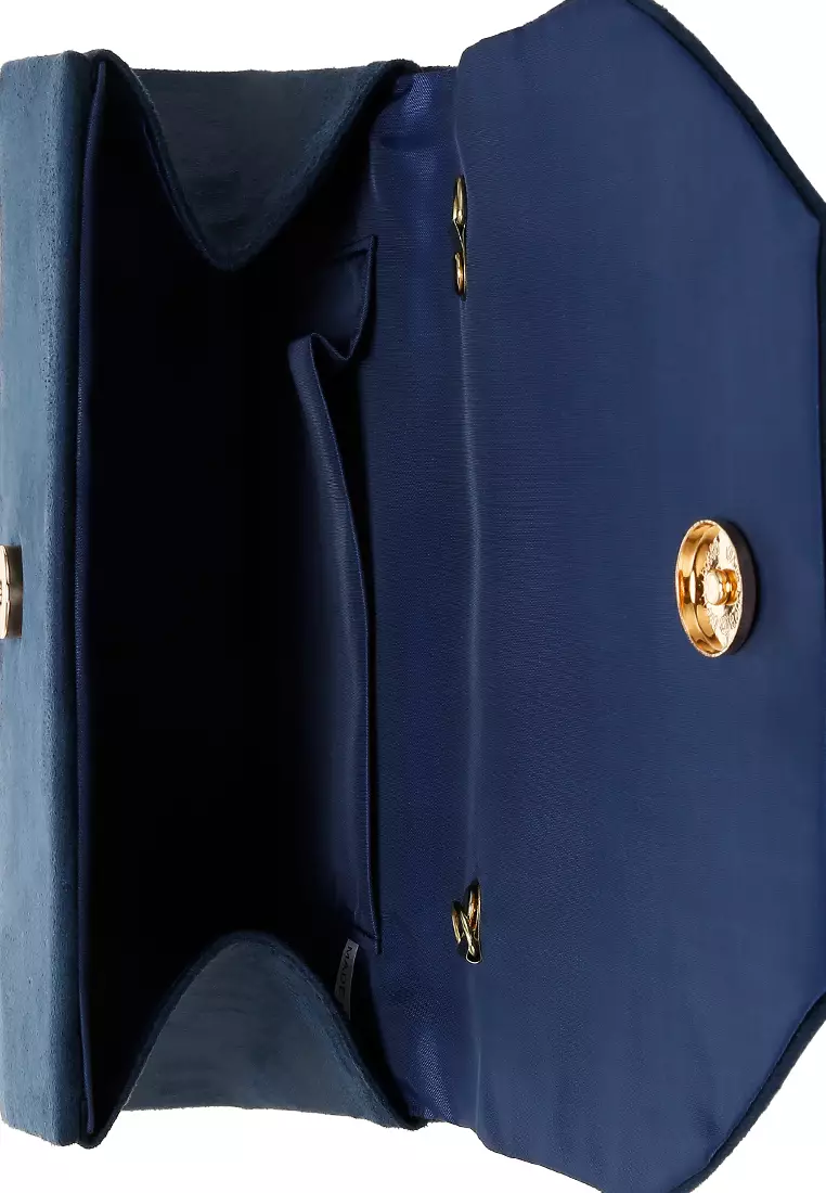 Mini Top Handle Brooch Bag in Navy