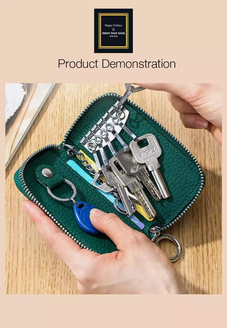 Full Grain Leather Zipper Key Case JW AN-3443