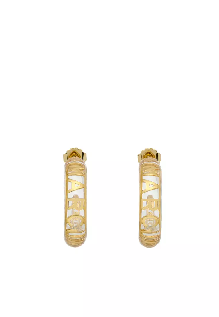Marc Jacobs Silver & Transparent 'The Monogram Hoops' Earrings