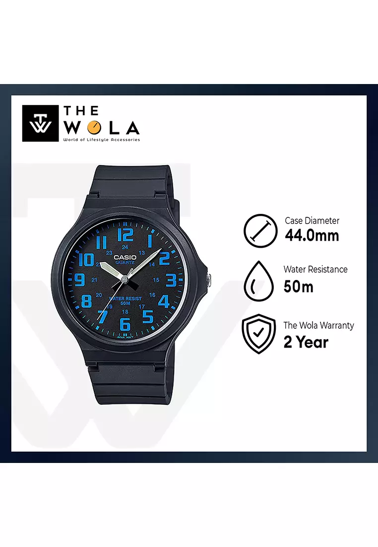 Men's Analog Watch MW-240-2BV Big Case with Black Resin Band Watch