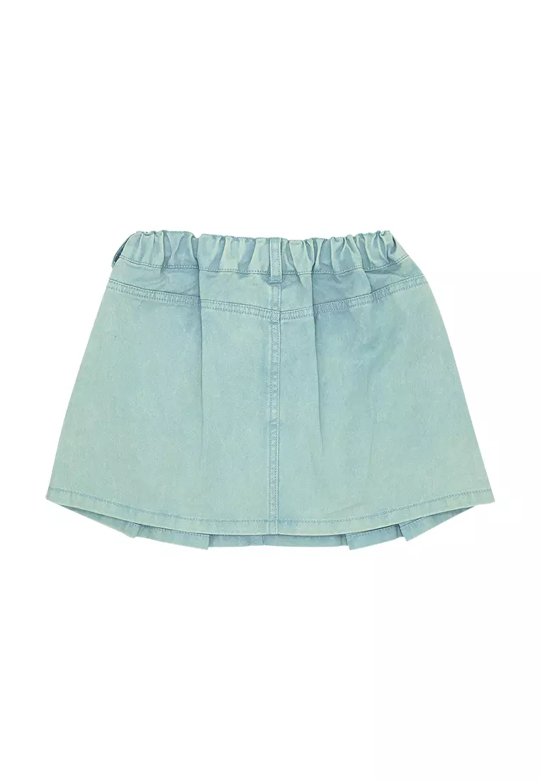 Girls Licensed Twill Skirt with Pleats Light Blue