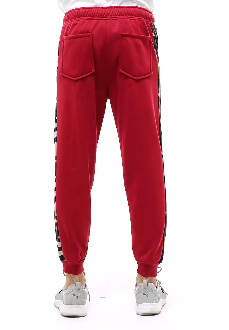 Locko Long Pants Celana Jogger Pria Kombinasi List Army Material Fleece ORIGINAL - Maroon