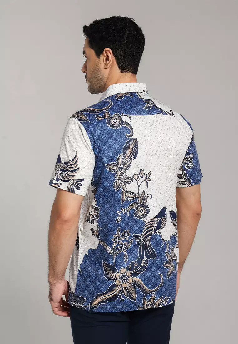 MOC - Kemeja Batik Pria Lengan Pendek Basupati - Blue