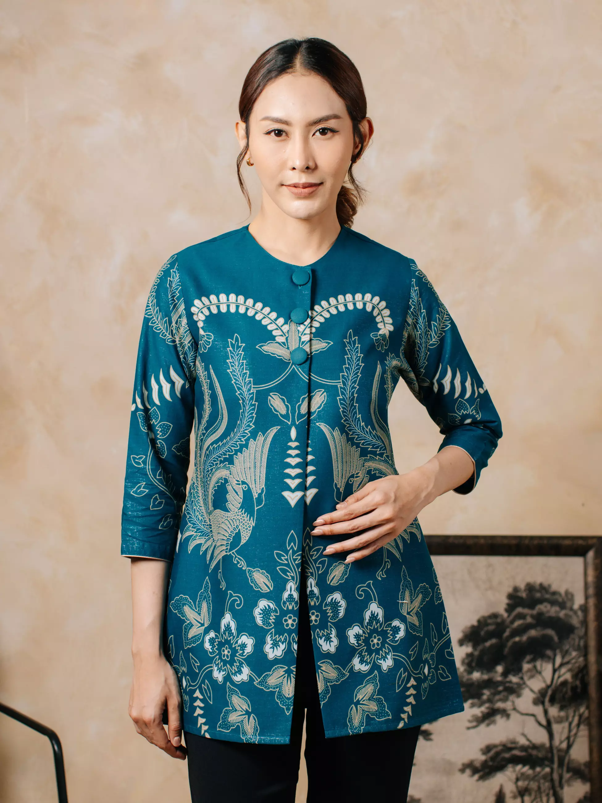 Avana by Adyatma Aria Turquise Outer Batik Wanita Katun Foil