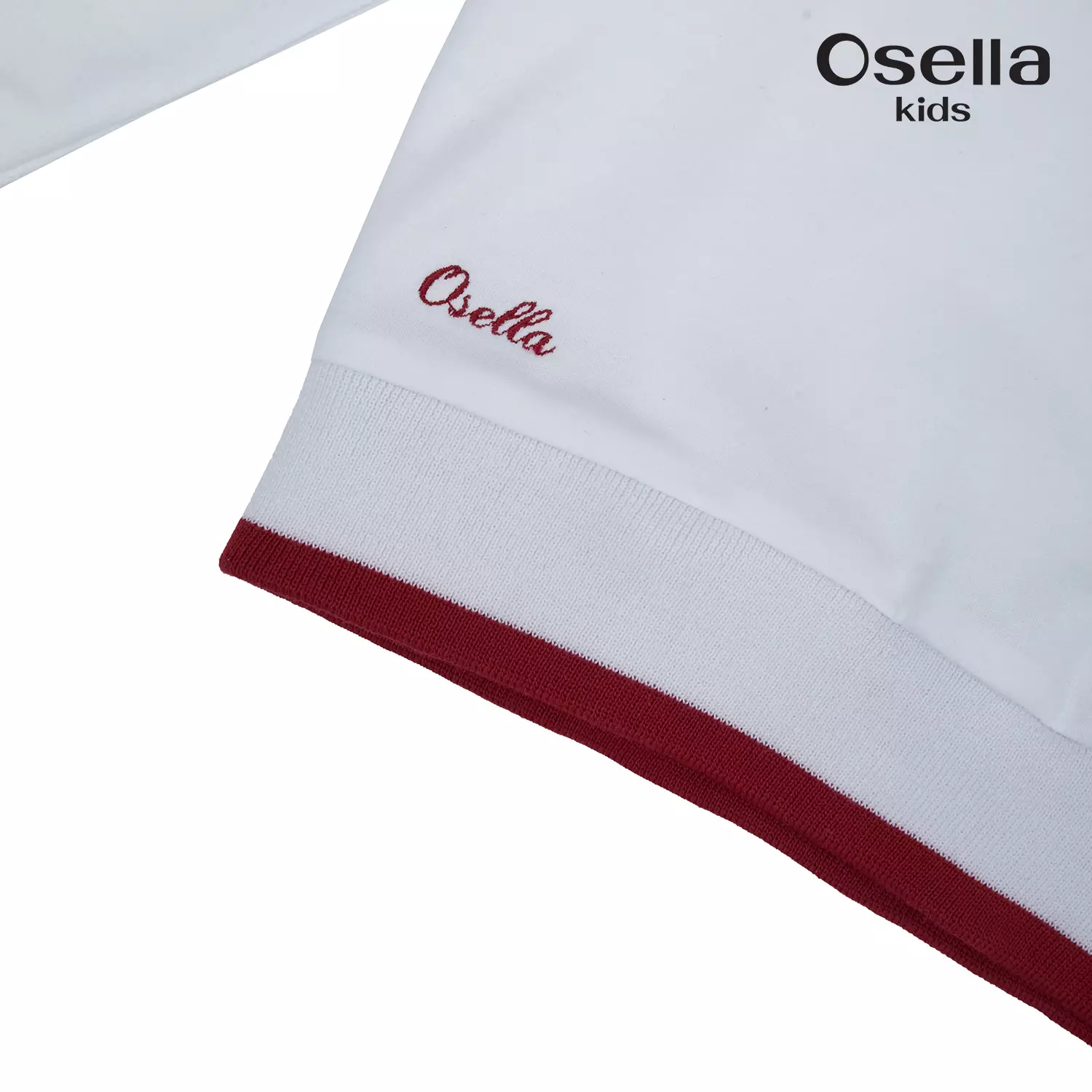 Osella Collared Sweatshirt In Red And White Color Combination 2312500101 | Sweater Anak Perempuan