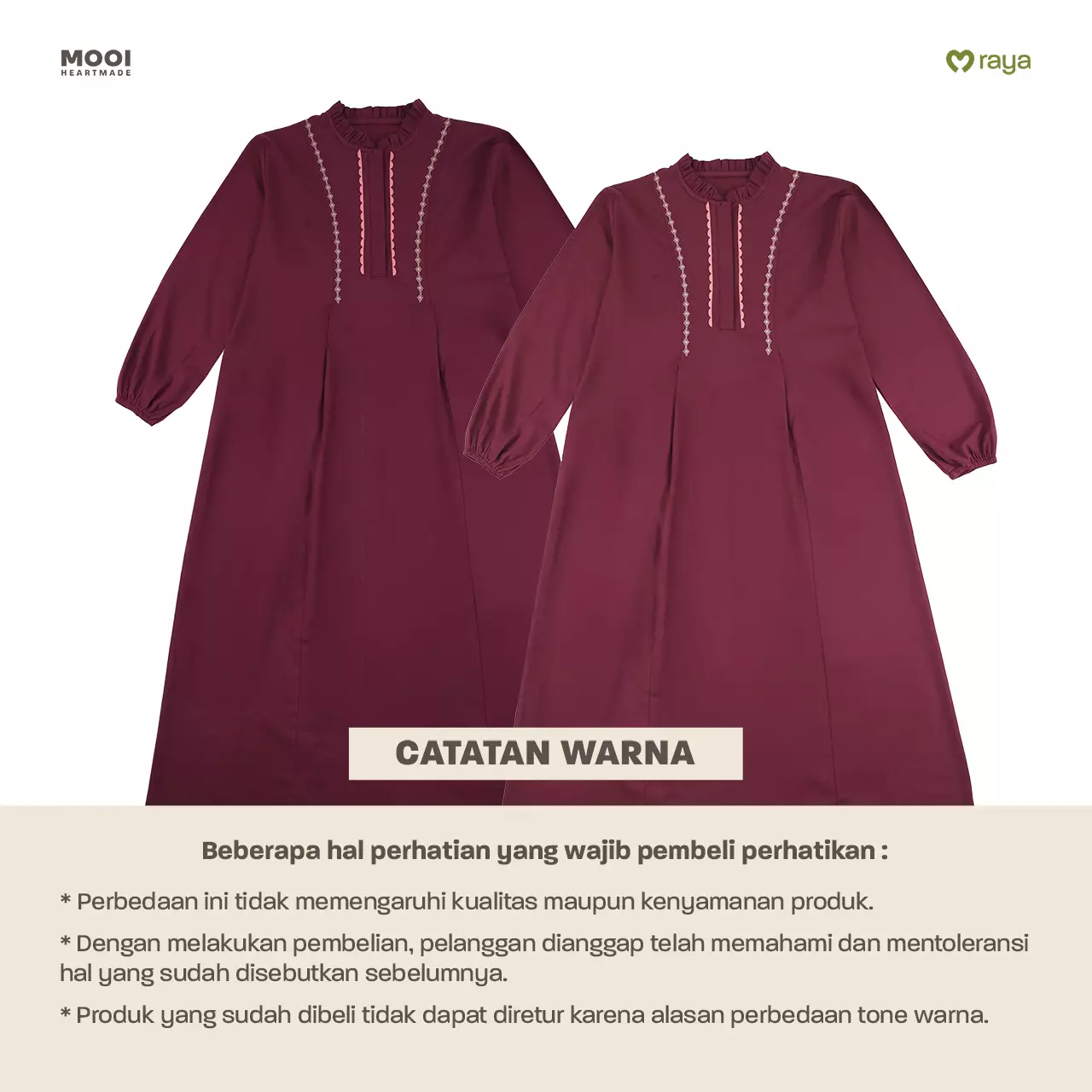 Mooi Dress Dewasa Raya Collection Siara Gamis Adult Basic Series 2026 - Red Burgundy