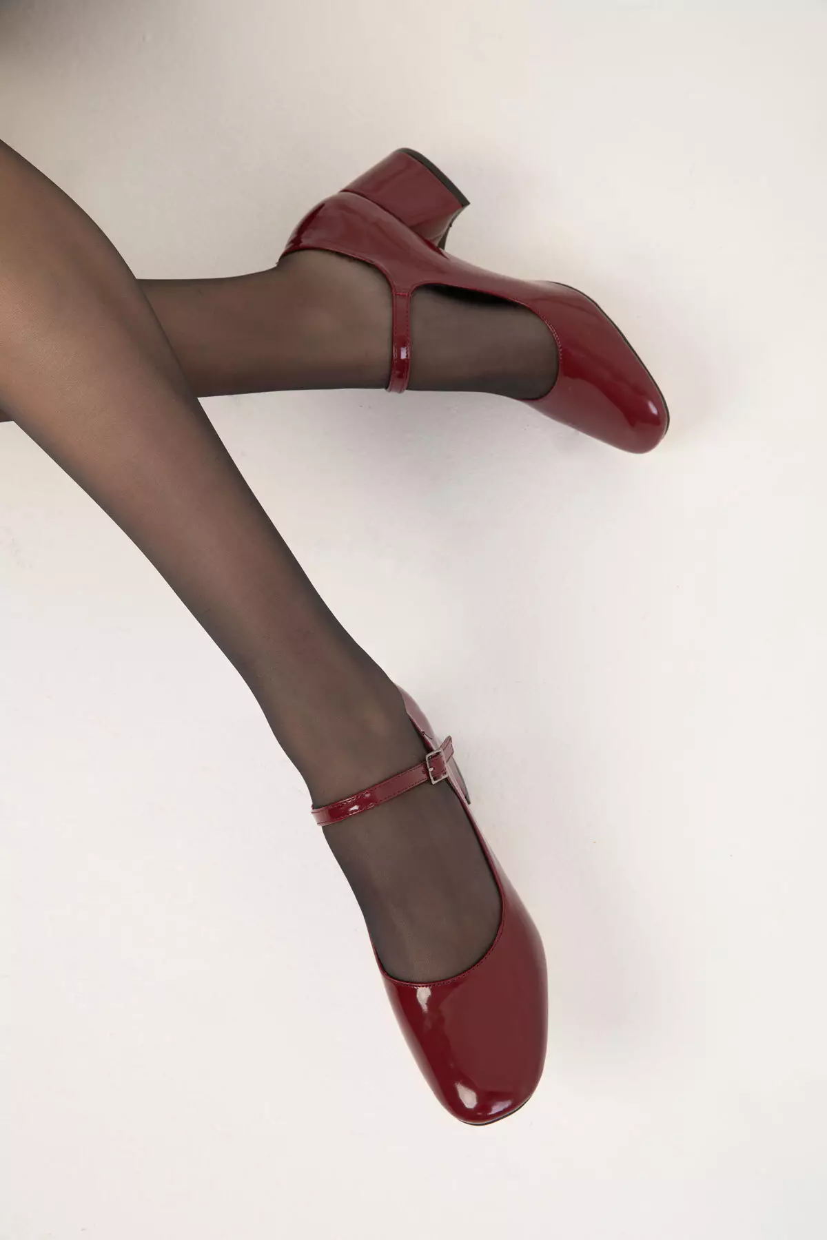 Claret Red Patent Leather Women's Classic Heeled Shoes 18447