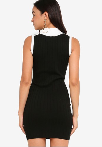 Jual ZALORA YOUNG Mock Neck Color Block Bodycon Dress 