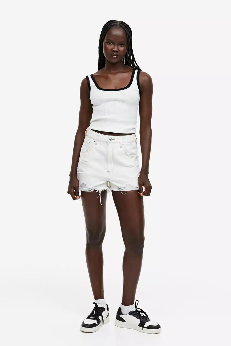 Grey high waisted denim shorts clearance