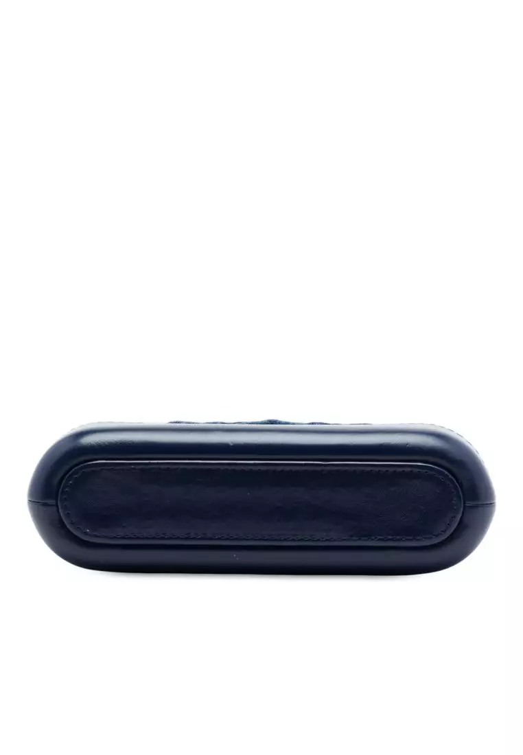 Pre-Loved Chanel Quilted Denim Gabrielle Double Zip Clutch With Chain
