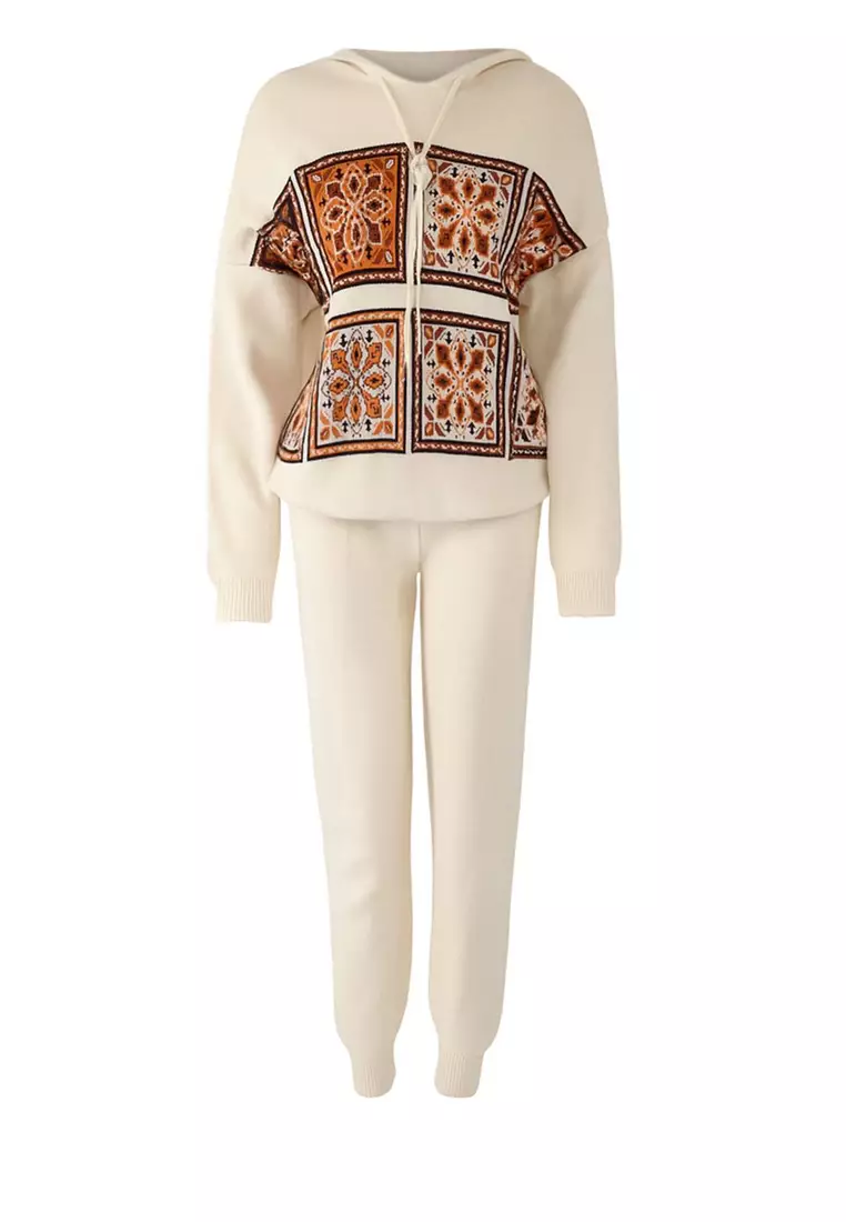 Stone Hooded Patterned Knitwear Bottom-Top Set TWOAW25AU00063