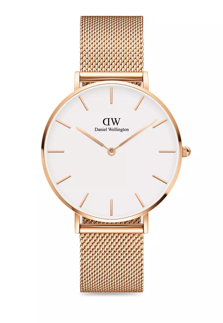 Melrose 36mm Watch White dial Mesh starp Rose Gold Unisex watch Watch for women and men DW