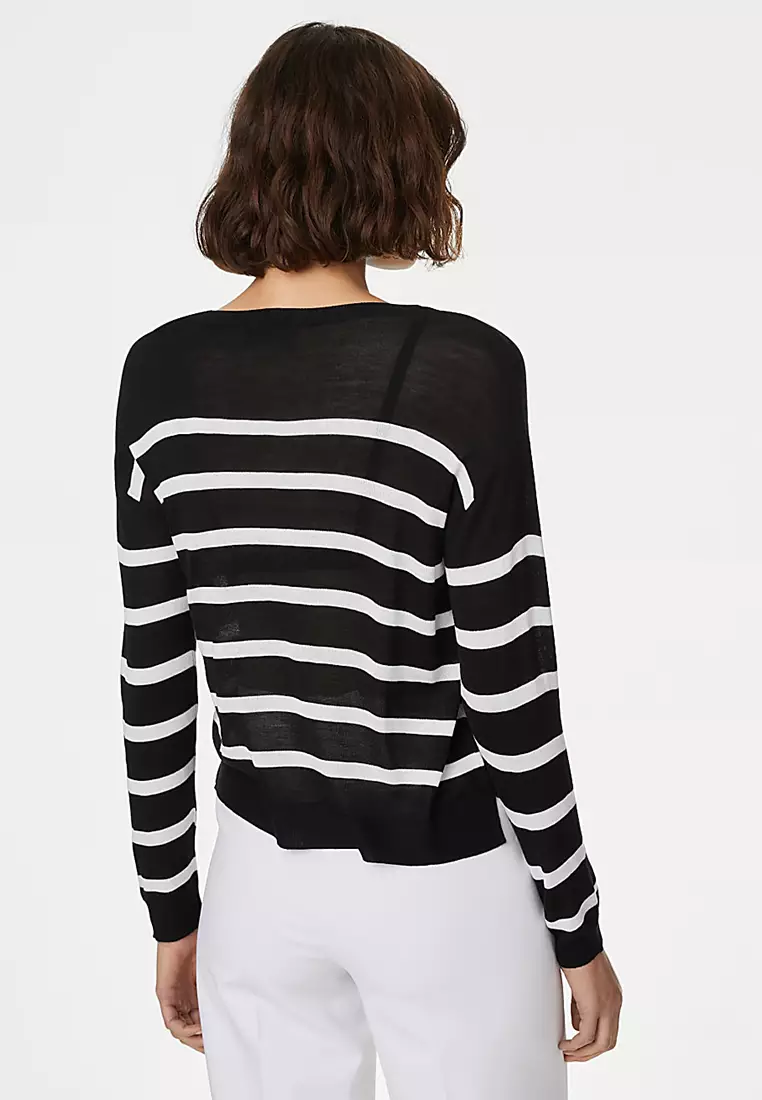 Lightweight Striped Crew Neck Jumper