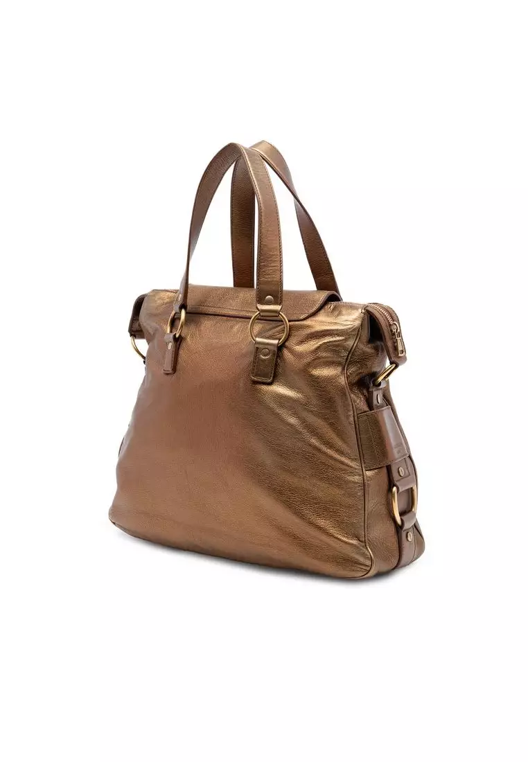 Pre-Loved Saint Laurent Metallic Calfskin Muse Satchel