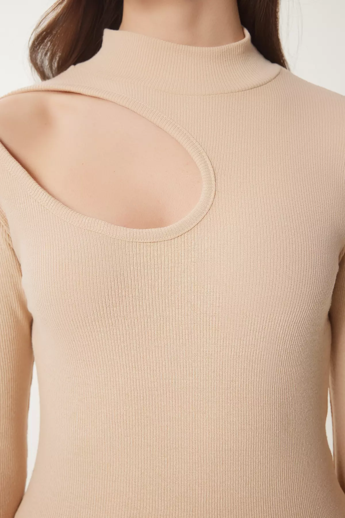 Dark Pink Cream Ribbed Knitted Blouse - 2-Pack, Cut Out Detail, Gt00235