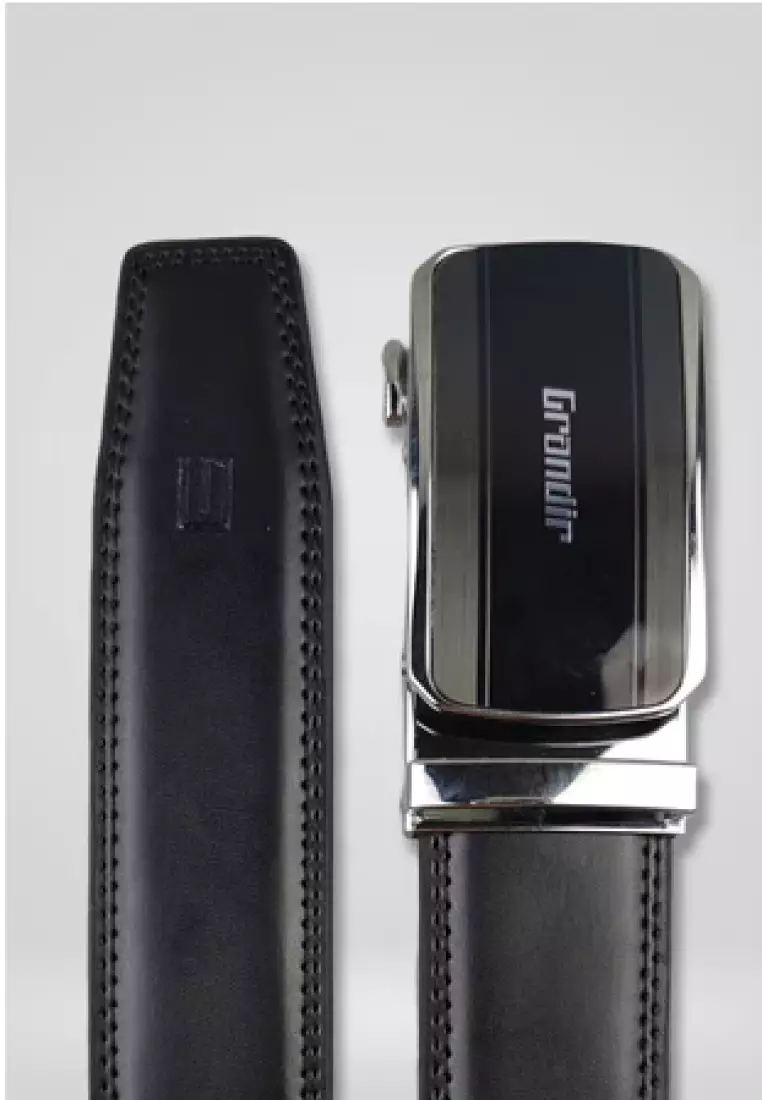 Grandir Ikat Pinggang Pria Kulit Sintetis Premium Sabuk Gesper Branded Impor Men Belt A 0911723301BLA