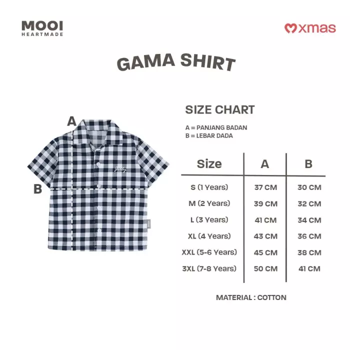 Mooi Kemeja Anak Laki - Laki Christmas Collection Gama Shirt - Red