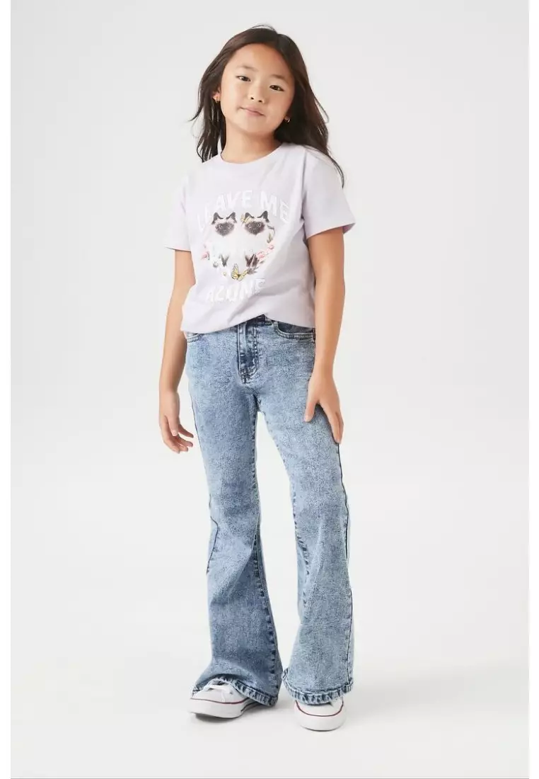 Buy FOREVER 21 Girls Acid Wash Flare Jeans Kids 2024 Online