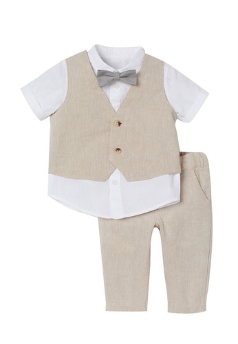 H&M white and beige 3-Piece Set with A Bow Tie 07387KA9028A9AGS_1