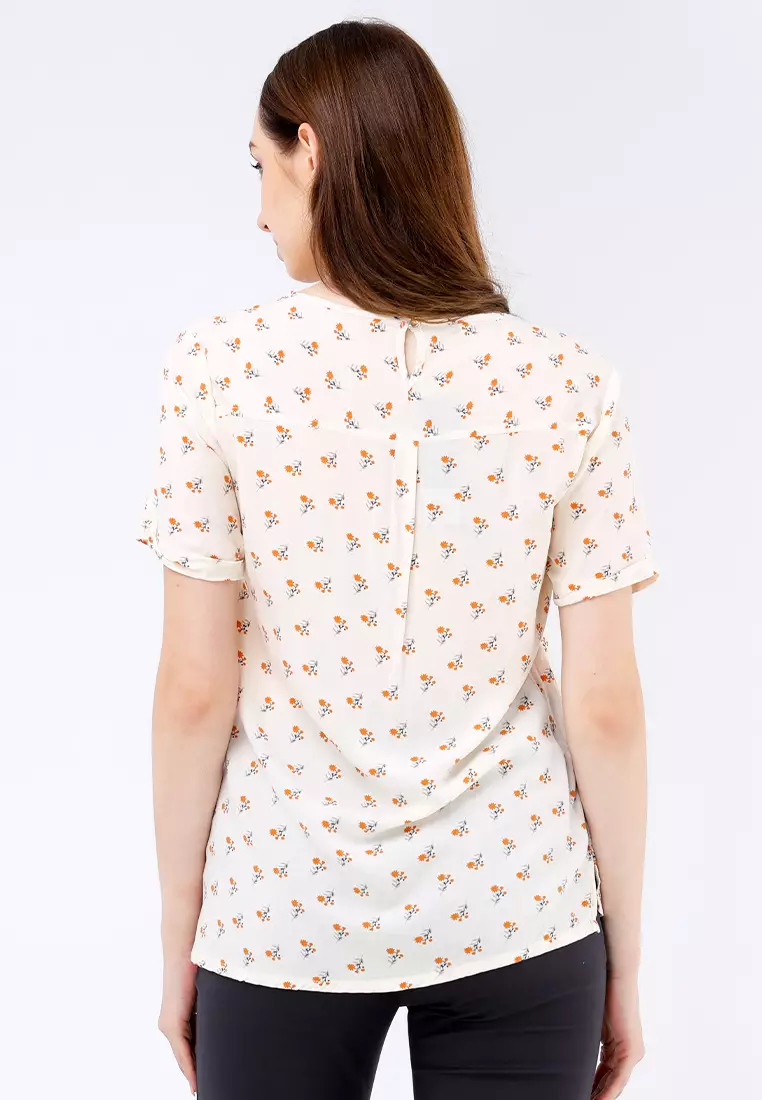 Woven Printed Rayon Short Sleeve Blouse