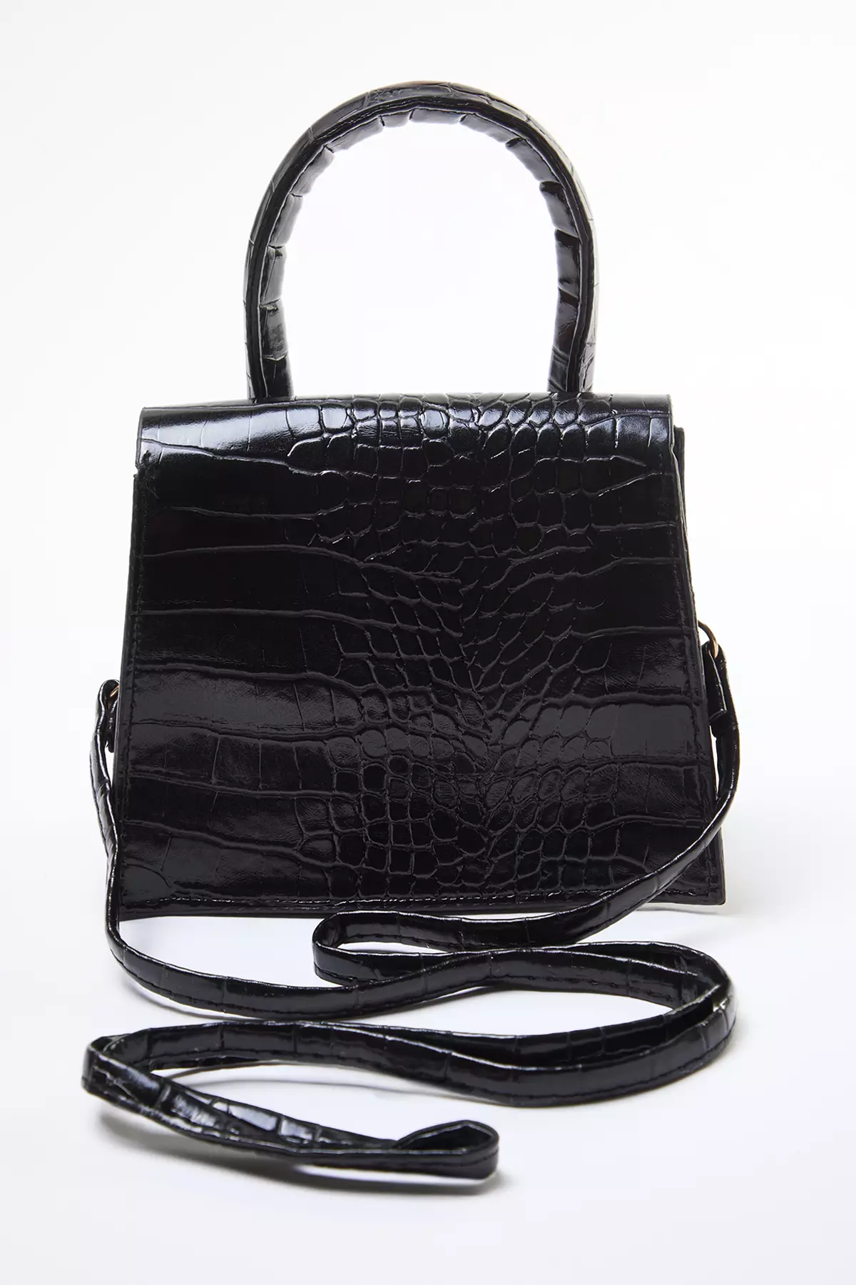 Black Textured Cross Strap Women's Mini City Bag Twoaw25Oc00000