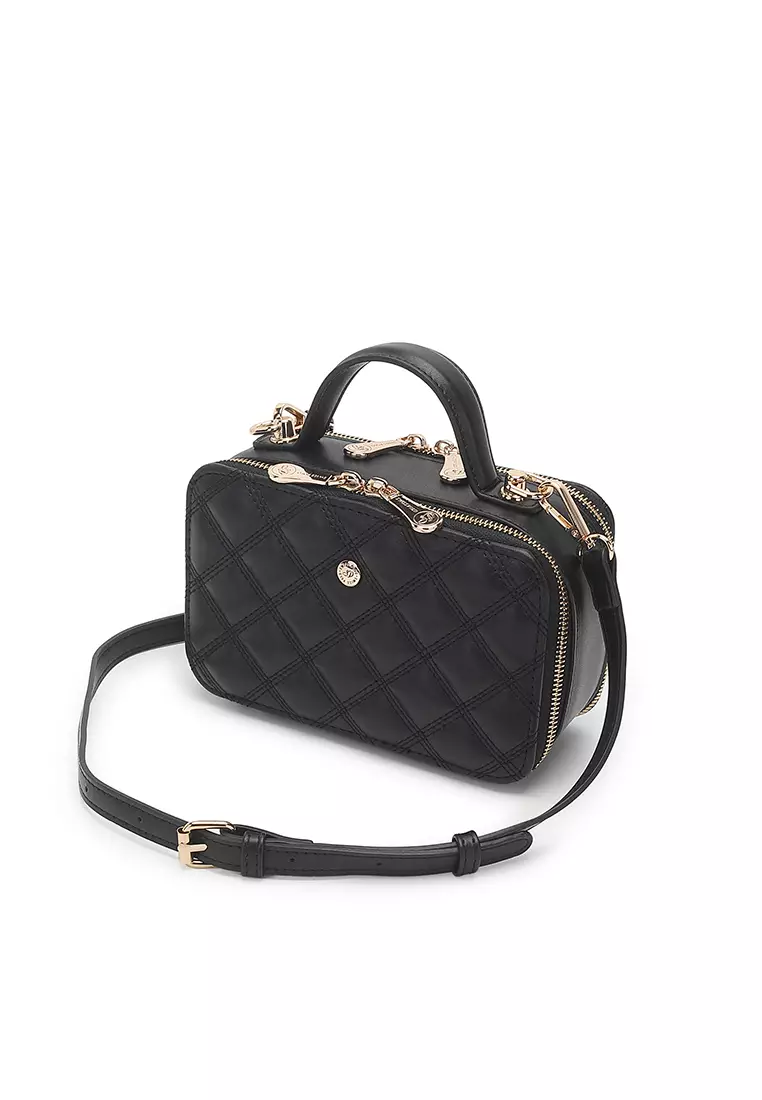 Women's Boxy Top Handle Bag / Sling Bag / Crossbody Bag - Black