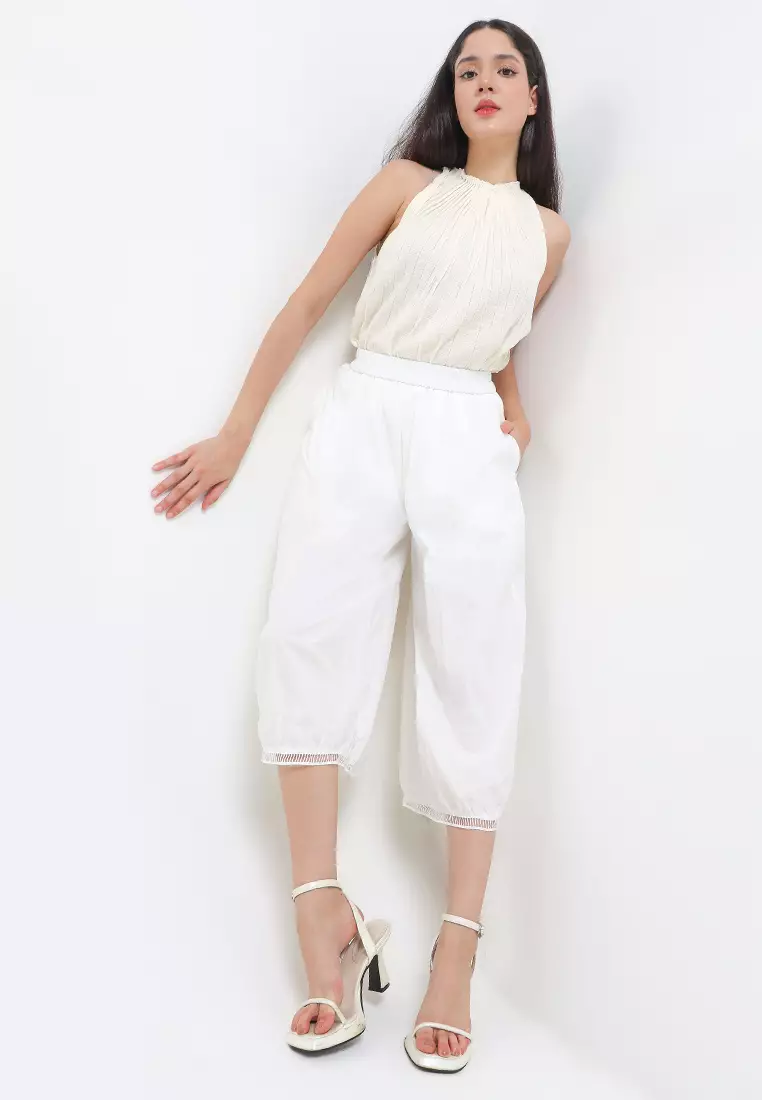 Semi Harem Pants W/ Side Pockets &Lace Hem