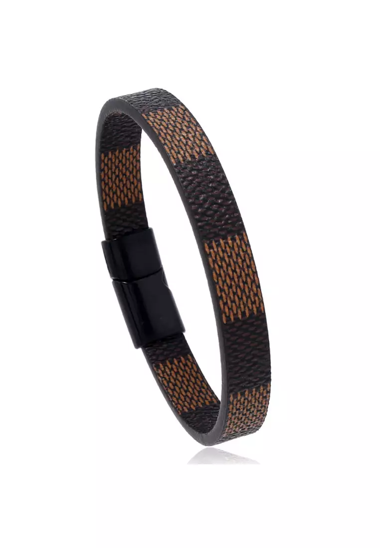 Trendy Leather Bracelet (Circumference 21.5cm) (KJBR16202)
