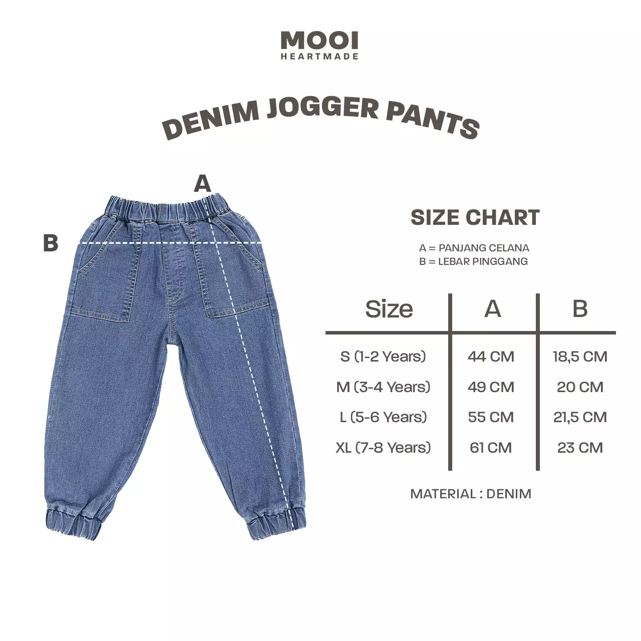 Mooi Celana Jeans Anak Kids Denim Jogger Pants - Dark Blue