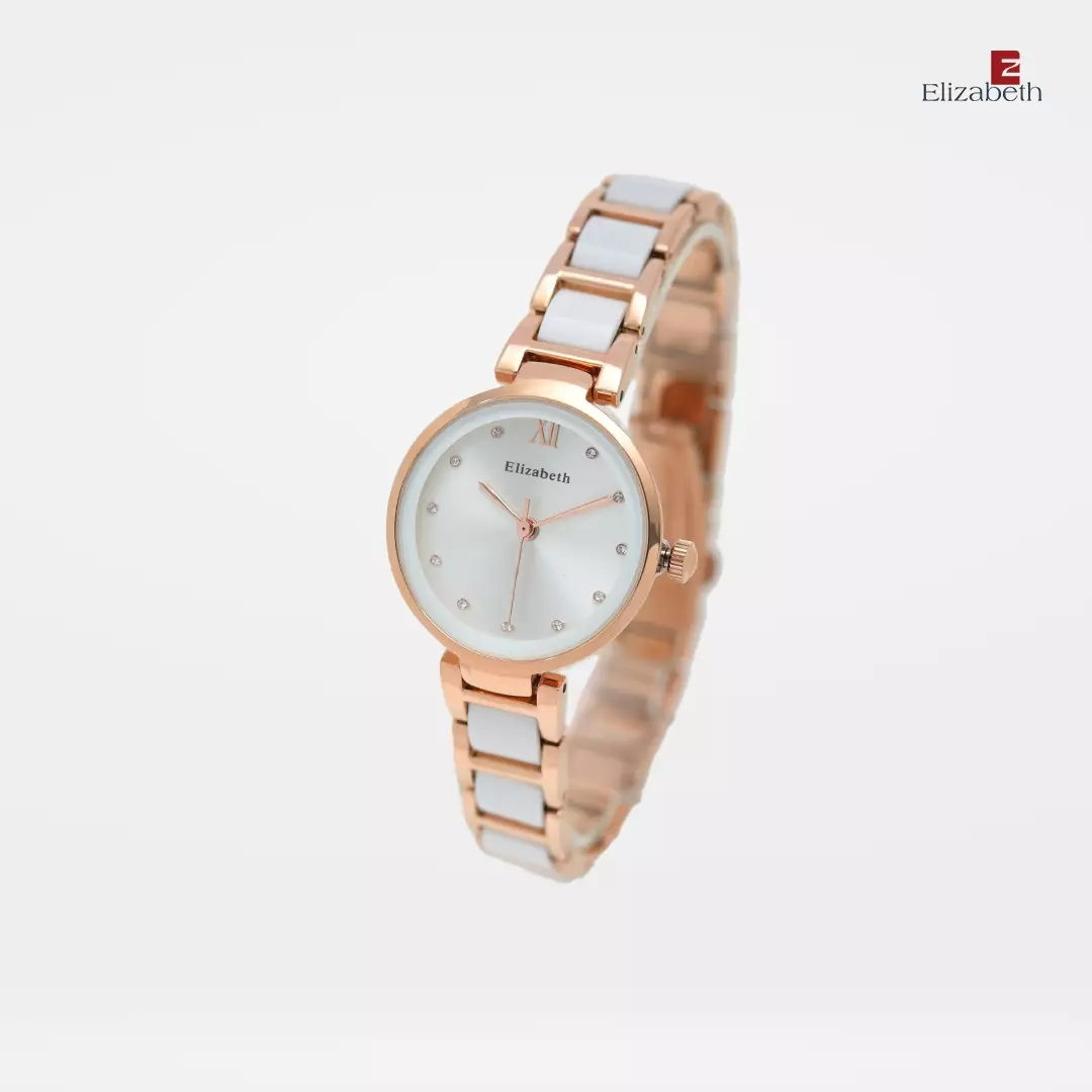 Jam Tangan Wanita - Elizabeth | Marble Strap 2201-0901 | Rose-White