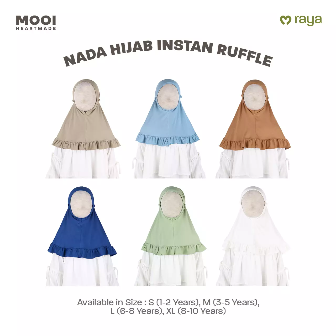 Mooi Hijab Ruffle Instant Anak Jilbab Anak Perempuan Nada Hijab - Classic Blue