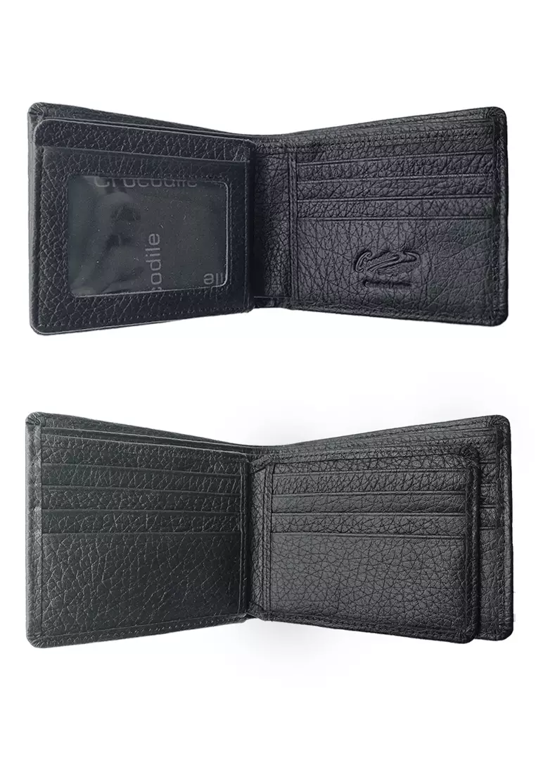 Crocodile H7005R Dompet Tri-fold Wallet Leather Kulit Original - Hitam