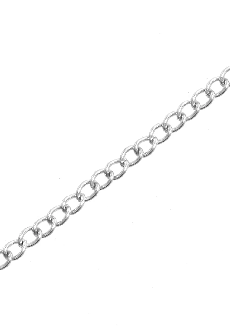 Ainsley Aksesoris Fashion Kalung Rantai Pria Wanita Necklace Desain Koin Material Alloy ORIGINAL - Silver