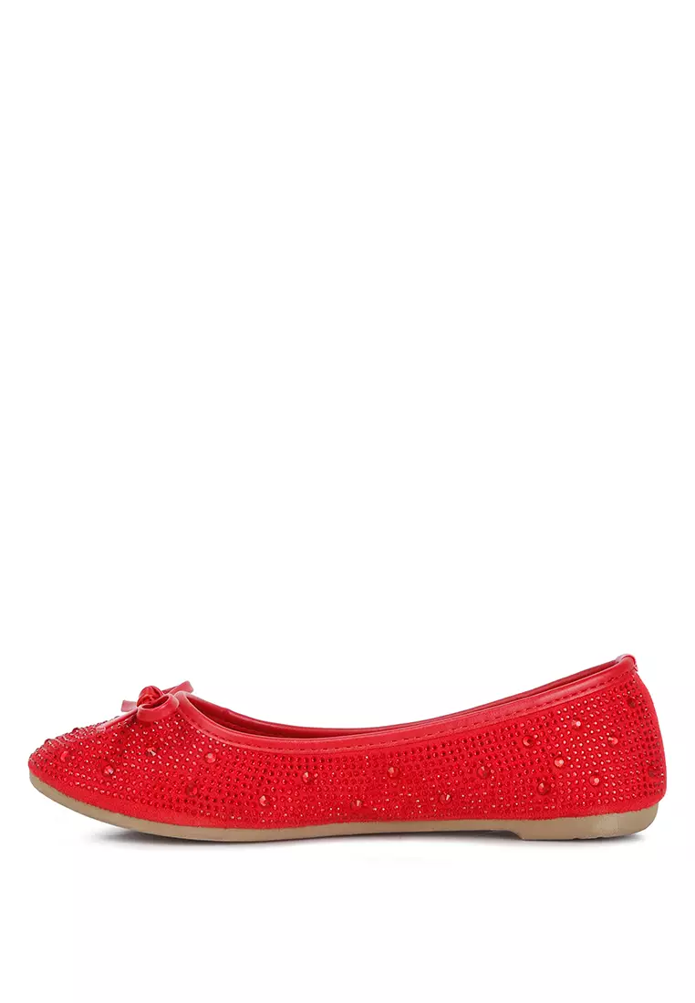 Red sparkle flats hot sale