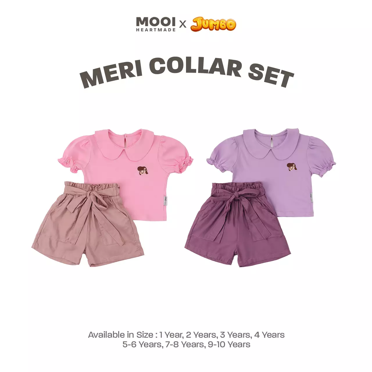 Mooi x Jumbo Setelan Anak Perempuan Meri Collar Set - Violet