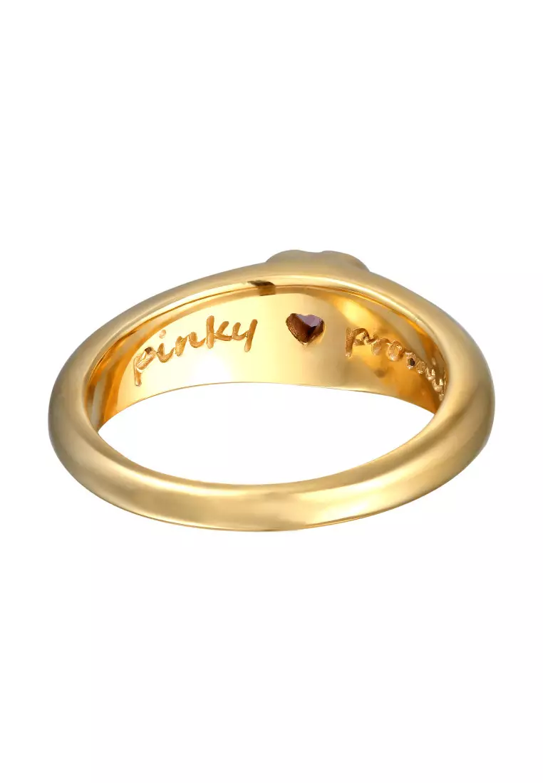 Cincin Perhiasan Perak 925 Wanita Band Heart Love With Zirconia Pink Gold Plated