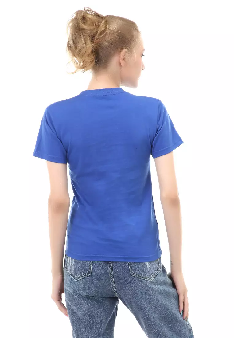 Genevie T-Shirt Kaos Kasual Wanita All Is Well Short Sleeve Material Cotton Combed ORIGINAL - Blue Benhur
