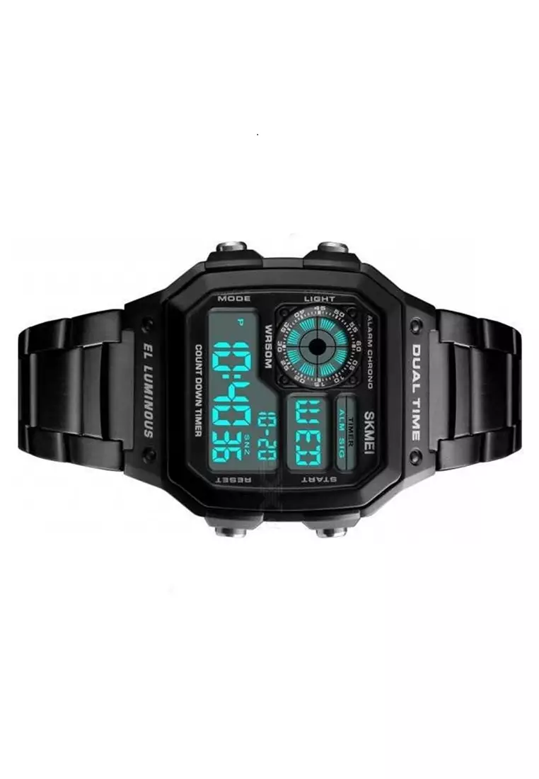 Jam Tangan Casual Digital Pria LED Waterproof Many Function Strap Tali Material Stainless Steel PI12 ORIGINAL