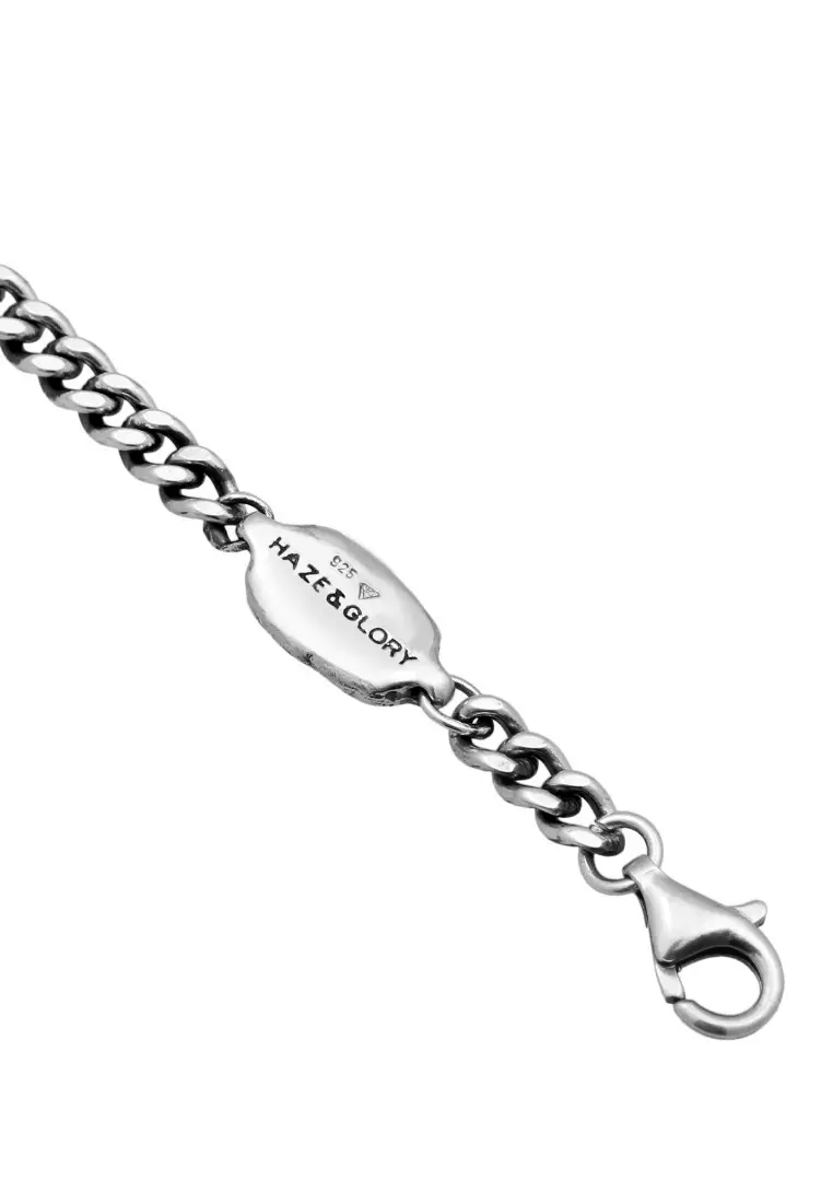EXCLUSIVE Gelang Perhiasan Perak 925 Pria Curb Chain Palm Basic Oxide