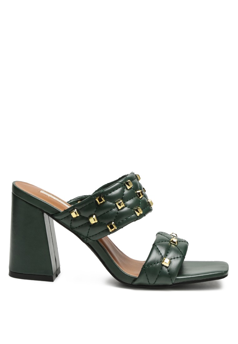 Green Block Heel Sandals