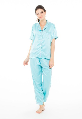 Madeleine's Turquoise Silk Long pajamas
