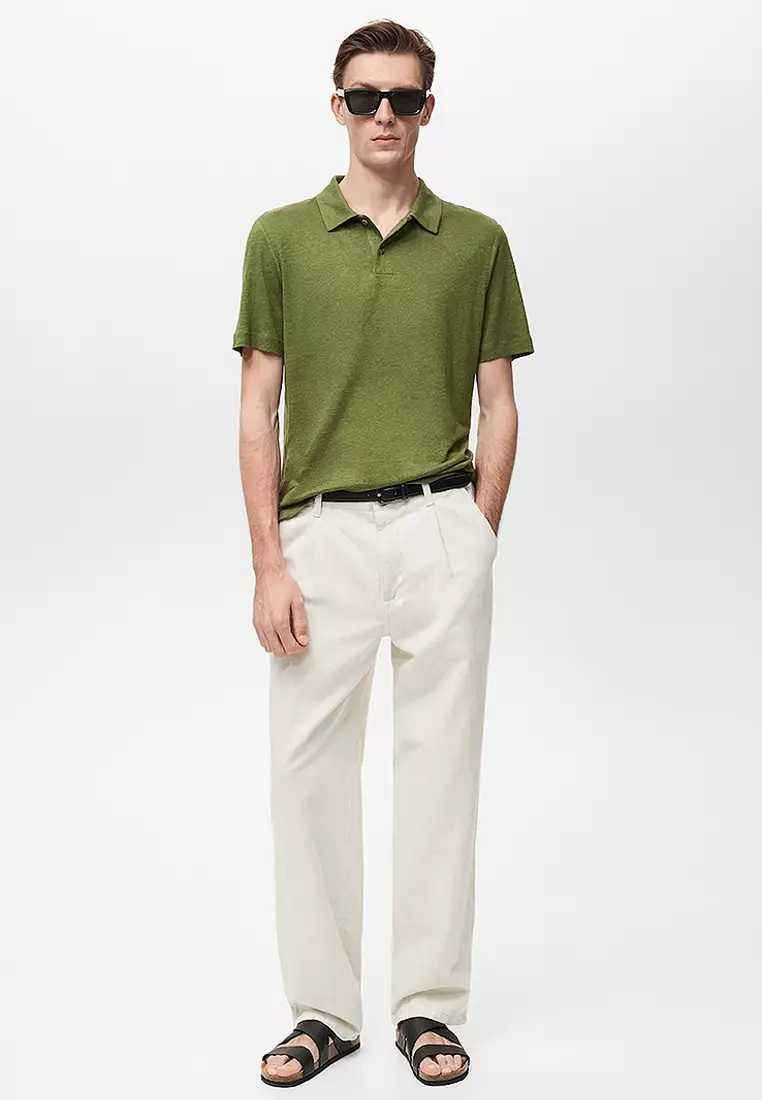 Buy MANGO Man Slim Fit 100% Linen Polo Shirt 2025 Online ZALORA