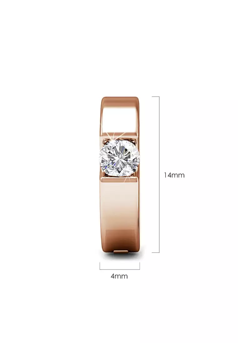Center Stone Huggie Earrings Embellished with SWAROVSKI® crystals-Rose Gold/Clear